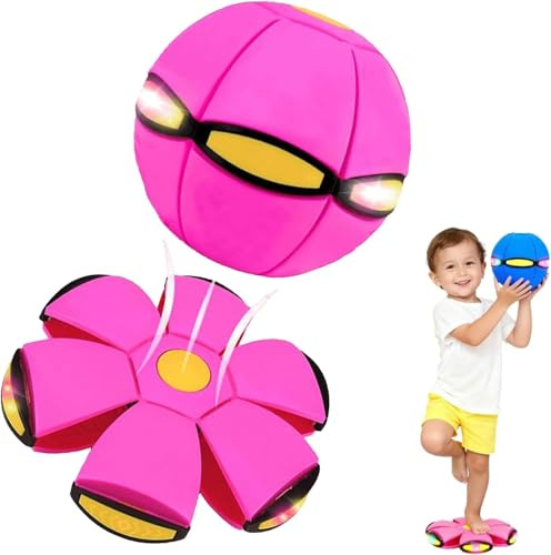 Snugeasy Magic Meta Ball, Magic Flying Ball, 2-in-1 Bouncing Flying Saucer Toy Glow Balls Game with 6 LED Lights, Parent-Child Interaction (04)