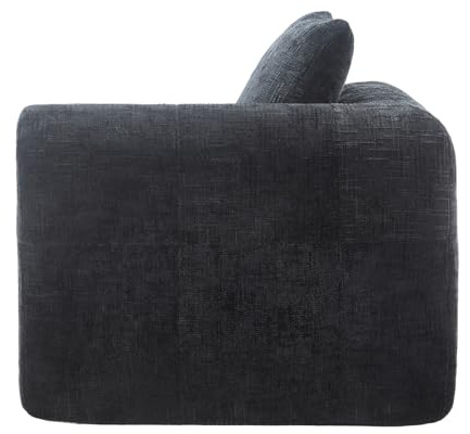 Elegans schäslong soffa med chenille stoppningsmaterial – bekväm soffa med kudde och sidofickor för fjärrkontroll och mobiltelefon – snygg och snygg – ingen montering krävs – svart
