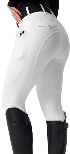 FitsT4 Sports Pantalones de equitación para mujer, pantalones ecuestres, cintura alta, con bolsillos