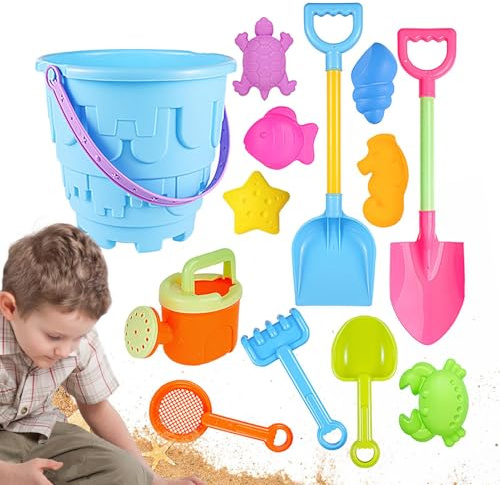Giocattoli Da Spiaggia Per Sabbia - Gioco Interattivo All'Aperto - Set di Giocattoli con Secchiello e Pala da Sabbia,Per Bambini, Ragazzi E Ragazze, Estate, Giochi All Aperto, Compleanno, Inizio Della