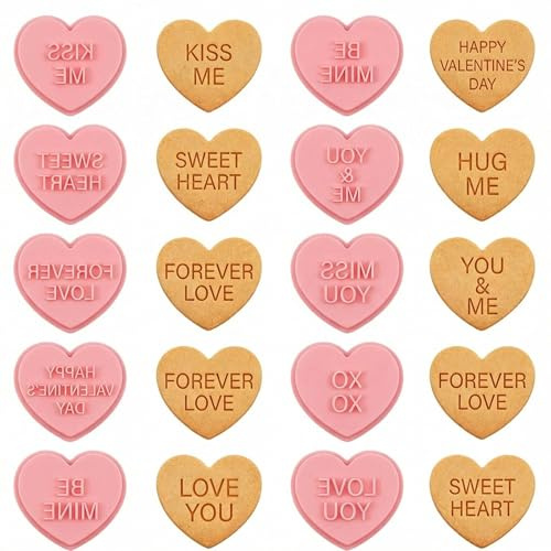 10pcs Heart Cookie Cutter Set – Valentine’s Biscuit & Cake Stamps – Food Grade Plastic Love Heart Shaped Moulds with You&ME, Sweet Heart – Ideal for Baking, Decorating & Gift Making