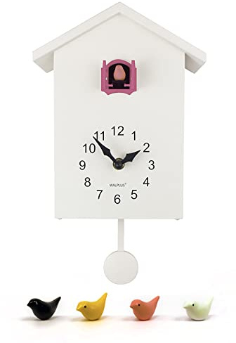 WALPLUS White Cuckoo Pink Window Wanduhr Kuckucksuhr Modern Pendeluhr Kinderwecker Dekoration Jahrgang DIY Kinderzimmer Wohnzimmer Heim
