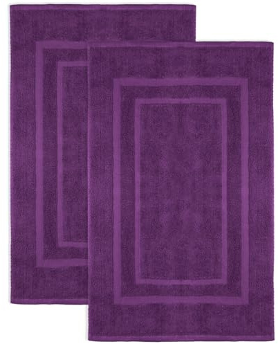 NatureMark 2-pack badrumsmatta | premiumkvalitet | 100% bomull | 50 x 80 cm | Duschmatta duschmatta dubbelpack | färg: lila