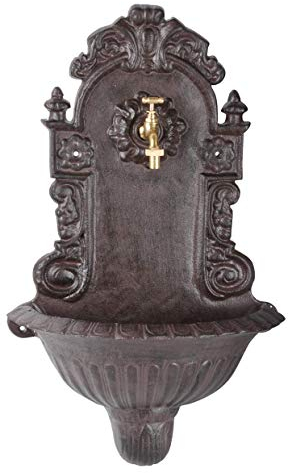 Esschert Design Wandbrunnen/Waschbecken mit Wasserhahn (Gusseisen, braun, TG251)