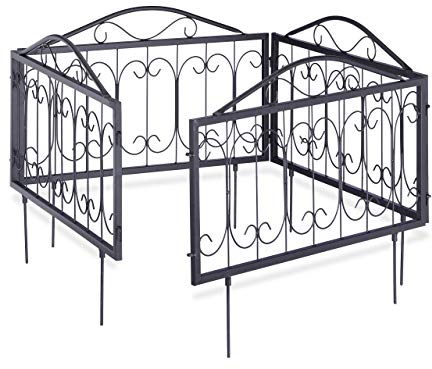 4x Bordura per Aiuola in Metallo, Set di Pannelli Vintage Recinzione Giardino 4 Pannelli 34,5 x 56,5 cm, Nero