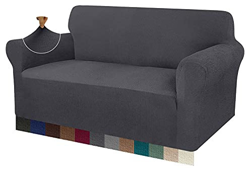 Granbest Funda Gruesa para sofá de 2 plazas y Muebles en Color Gris, confeccionada en Tejido Jacquard con Spandex, elástica, Elegante, Antideslizante y Resistente a los arañazos