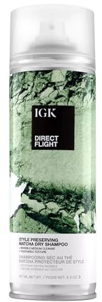 IGK DIRECT FLIGHT Multi-Tasking Matcha Dry Shampoo | Lightly Cleanses, Absorbs Oil and Refreshes Hair | No White Residue | Adds Volume and Texture | 6.3 Oz
