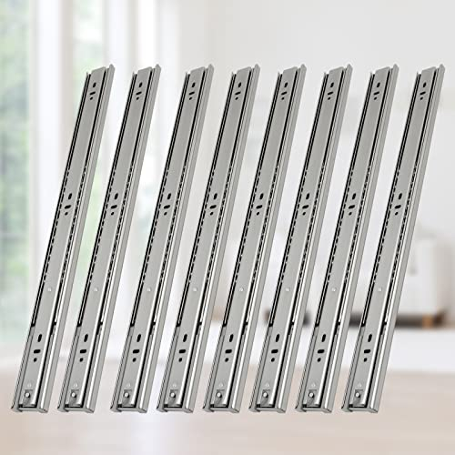 Lospitch Lot de 4 paires (8 pièces) de glissières de tiroir, 550 mm, coulissantes à billes, pour tiroirs, tiroirs en trois parties, de qualité supérieure, avec capacité de charge de 35 kg