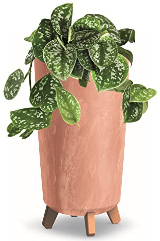 Pot de Fleurs Pieds Haut jardini?re Rond 24 cm bac ? Fleurs Plastique Terre Cuite béton
