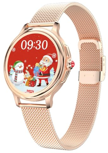 ECOSOON Montre Connectée Femme Ronde avec Appel Bluetooth, Montre Intelligente Sport Etanche IP68 Montre Cardio avec Cardiofrequencemetre Oxymètre Podometre Sommeil, Connecter pour Android iOS