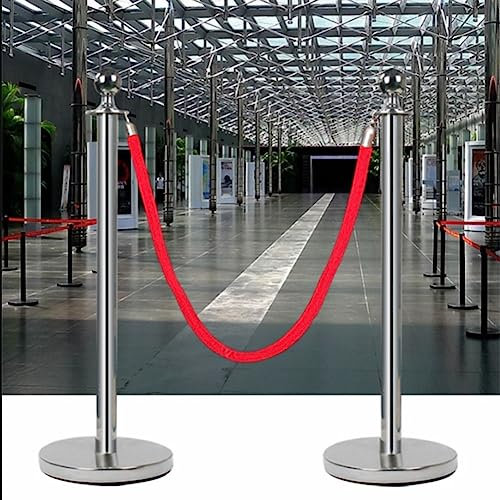 Crowd Control Rungen, 2PCS Standrohr Pfosten Warteschlange Pole Mit 1,5 M Rotem Samt-Seil Einfacher Zusammenbau Für Party, Museen, Hochzeit (Farbe : Silver, Größe : 1.5m)