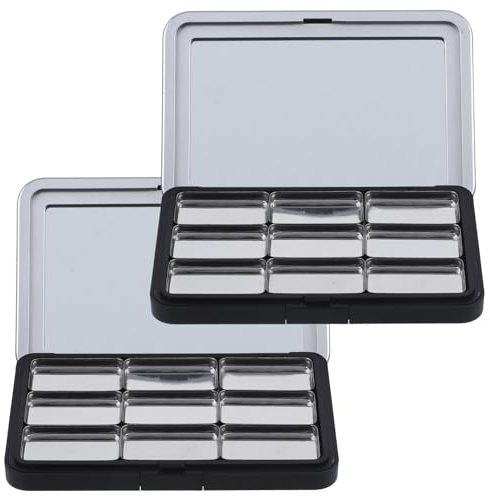 FRCOLOR Set di 2 set di fard e correttori magnetici per depilazione del viso, piccola custodia vuota per trucco con piastra per ombretto a griglia multipla, per ragazze, come mostrato 1, 10.9x7.1cm