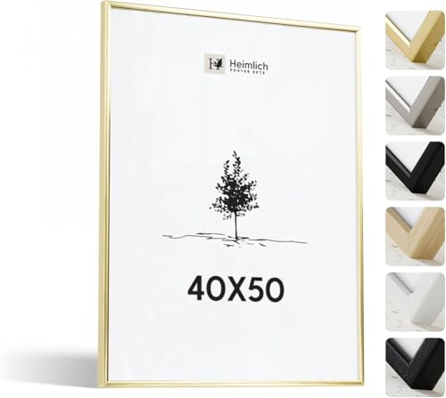 Heimlich Fotorahmen aus Aluminium – 40 x 50 cm, Gold | Heimlich® – Robuster Kleiner DIY-Collagenrahmen Aus Metall – Nur Wandhalterung
