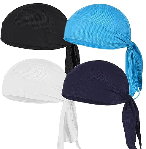 4 Stücke Sports Bandana Cap, Atmungsaktiv Mütze Bandana, Atmungsaktiv Bandana Kopftuch, Fahrrad Mütze Kopftuch, Kopftuch Fahrrad Cap, für Joggen Wandern Berggehen Radfahren