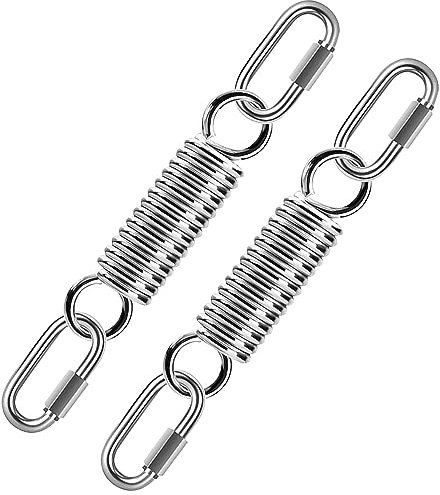 Paittesllly 2 poltrone sospese a Molla in Acciaio, con 4 moschettoni, Molla sospesa Fino a 250 kg, in Acciaio Inox 304, per Sedia sospesa, Amaca, Sacco da Boxe, Hammock, Yoga