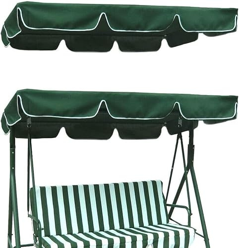 Porch Swing Canopy Replacement 3 Seater Garden Swing Seat Canopy Cover Hammock Sun Shade Cover Swings Canopy Cover For Patio Garden Poolside Backyard Enjoy Your Garden (Green,190*132*15cm)