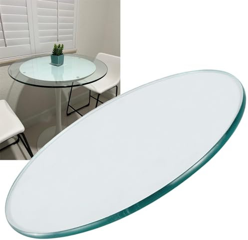 whalebee Glasscheibe Tischplatte, Hartglas Für Runder Tisch 48 55 60 95 90cm Runde Tischplatte Glasscheibe Stärke 7mm TransparentGlas Scheibe, Kanten Glätten Glasplatte Tisch Für Runder Esstisch