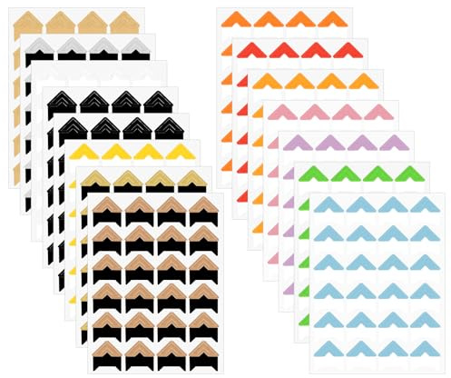 360 pcs Photo Corners for Scrap Book Self Adhesive Gold Photo Corner Stickers Picture Mounting Corners for Albums DIY Craft (Colourful)