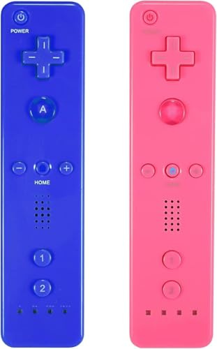 AUFGLO Controller Wii 2 Pack Telecomando Wii u con custodia in silicone e cinturino da polso (rosa+blu)