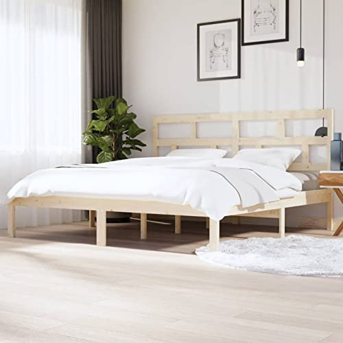 Buzaza Massivholzbett Bettgestell Bed Frame Bett Mit Bettkasten Hausbett Bett Massivholz Kiefer 200x200 cm - 3101238