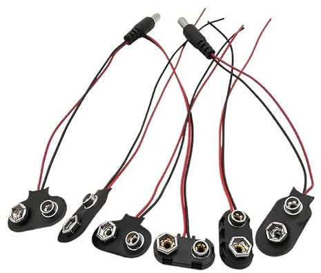 IINKUEYK 5Pcs DC 9V Battery Clips Lead Holder Battery Buckle Snaps Wire Connector 5.5x2.1mm Male Clip Power Cable For DIY (Type 4)