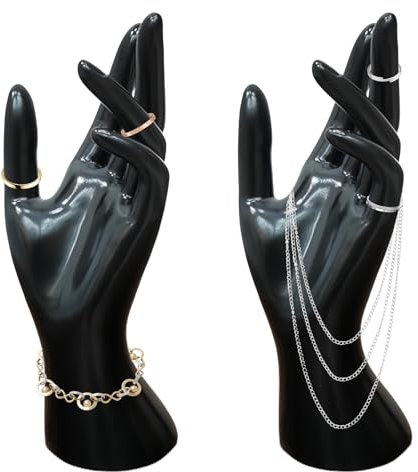 Armband Ausstellungsständer, 2 Stück Hand Schmuckständer, Mannequin Hand, Ringe Ausstellungsstand Schmuck Display Halter, Weibliches Handmodell, Schmuckhalter für Ketten Ringe Armbänder (Black)
