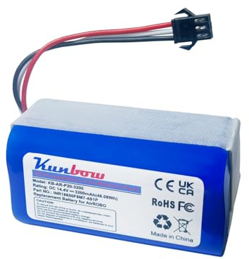 Kunbow Batería de ion de litio de 3200 mAh para robot aspirador Airrobo P20 (14,4 V/46,08 Wh)