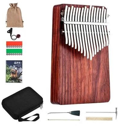 Kalimba Instrument Tragbares Kalimba-Daumenklavier, Professionelles Chromatisches Kalimbas-Einsteiger-Tastaturinstrument Mit Zubehör(17K C)