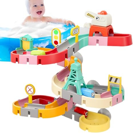 Badewater Water Slide Toy, Badewasserschlittenstrecke,Slippery Slide Track Spaß für Babyparty - Starke Saugnäpftassen interaktives Wasserfall -rutschiges Spielzeug für Kleinkind 3 + Jahre alt