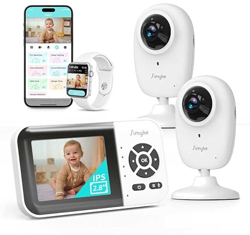 Smart Babyphone mit Kamera und Audio Dual-Modus, WLAN-Schalter, 2,8-Zoll-Display, Nachtsicht, Fütterungsuhr, Temperaturerkennung, 2-Wege-Talk,