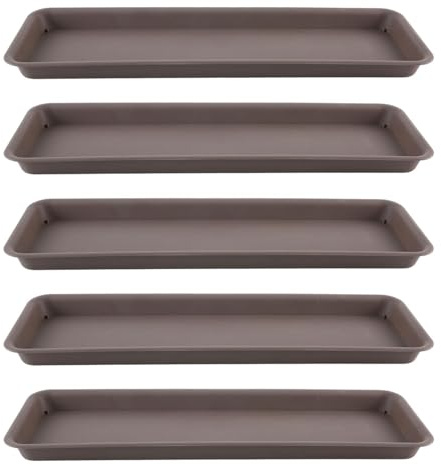 F Fityle 5 Pièces Plateaux Rectangulaires Plante, Épaisseur Augmentée, Gris | Soucoupe Plateau de Pot de Fleurs, Soucoupe Plateaux Plante pour Jardinage Planteurs, 48x14,5x2,3cm