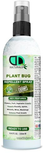 Plant Bug Repellent Spray – 100% Natural & Organic– Safe for Flowers, Fruits & Vegetables – Repels Blackfly, Aphids, Whitefly, Mites & Mealybugs – Enhances Plant Growth – Ready to Use (250ml Spray)
