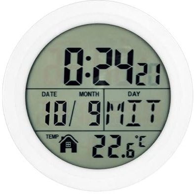 Miraval Digitale Funk-Badezimmeruhr mit Saugnäpfen für praktische Befestigung, mit digitaler Temperaturanzeige, geräuscharm, 145 mm