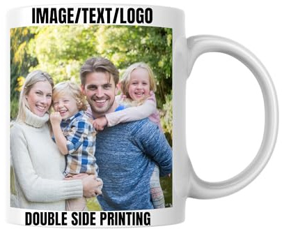 SelfHold Personalised Mugs with Photo and Text | 11oz Photo Mug Gift for Family, Birthday, Anniversary, Mum, Dad, Husband, Wife, Business Branding | Customised Mug for Everyone!