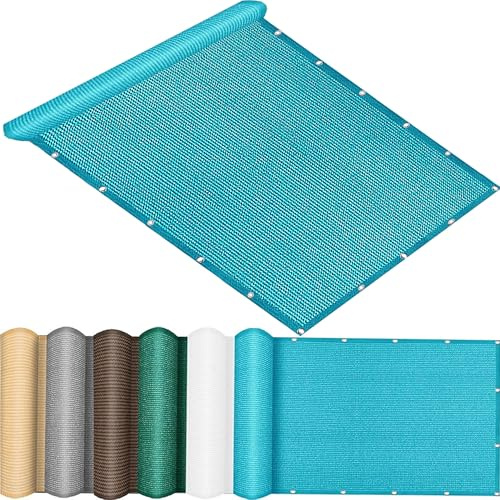 QINLIQIN Balkonverkleidung 70 x 105 cm Sichtschutz Balkon Ohne Bohren Blickdichte Windschutz Und Uv-Schutz mit Ösen, Nylon Kabelbinder Und Kordel für Balkon Geländer, Himmelblau