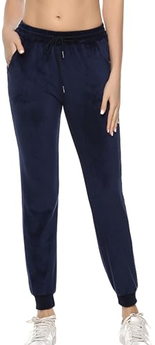 Aottori Pantalon Jogging Femme Droite Taille Élastique Poches Automne Hiver | Velours, taille élastique avec poches latérales, coupe jogging, pour détente maison voyage ou loisirs, pendant les loisirs