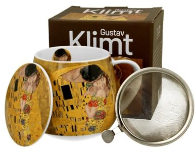 Duo Teebecher mit Sieb & Deckel inspiriert von G. Klimt The Kiss classic – 0,43l
