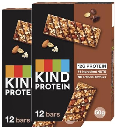 KIND Protein Bars, Gluten Free Snack Bars, Milk Chocolate Latte, High Fibre, Healthy Snack, Source of Protein, No Artificial Colours, Flavours or Preservatives, Multipack 24 x 50g