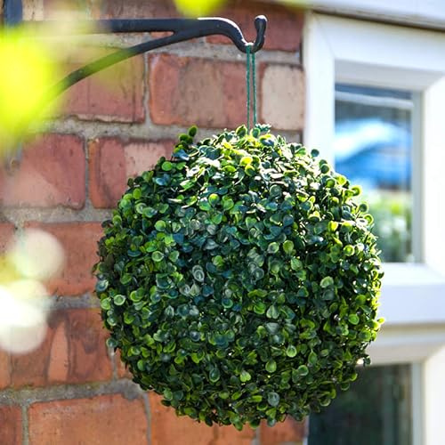 New Solar Powered Topiary Ball with White LED Lights, 28cm – Outdoor Garden Decorative Feature with 20 Ultra Bright LEDs, Weatherproof, Rechargeable Battery & Hanging Loop for Patio A-36