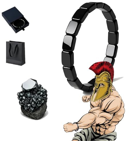 Hemys Hematit armband för män: Naturlig maskulin kant, legendarisk sten – romersk & viking inspirerad (M passar 16,5-17,5 cm), Hematit, Ingen ädelsten