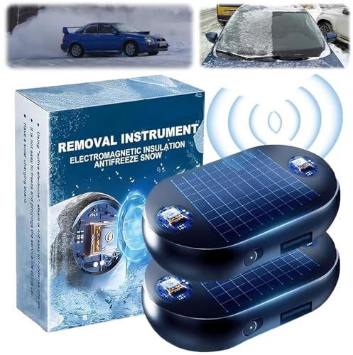 Vulaop Dégivreur de pare-brise électromagnétique pour voiture – Rechargeable par solaire + USB, chauffage par micro-ondes, dégivreur de voiture portable – Protection de véhicule pour voiture/SUV (2
