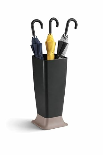 mille idee Portaombrelli Alto in Plastica Antracite 25x25x55 cm – Base Stabile, Design Moderno per Casa e Ufficio vaschetta Racogli Goccia, per interno ed esterno vaschetta Racogli Goccia, per interno