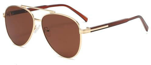 Long Keeper Pilot Sunglasses for Men Women Aviation Sunglasses Retro Double Bridge Sun Glasses Metal Black Shades UV400 Protection for Driving Sports Travel