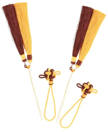 NESTINGHO 2 St Kinesisk Svärdssnodd i Gult och Ljusbrunt Dekorativ Svärdslinga för Tai och Kung Fu Träning Lätt och Balanserad Lyckobringande Feng Shui-accessoar för Kampsport och Cosplay