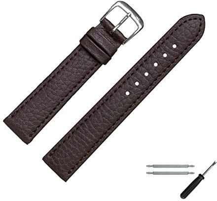 MARBURGER Uhrenarmband 20mm Leder Vegan Braun - Werkzeug Montage Set 5202031000120