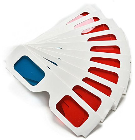10x Paper Cardboard 3D Glasses 3D Virtual Video View Anaglyph Cyan/Red/Blue 3D Glasses For 3D Movies, 3D DVDs, 3D Video Games, Comics, Publications, Internet, Images