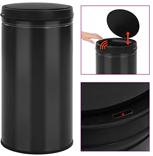 vidaXL Cubo de Basura con Sensor Automático Papelera Reciclaje Barurero Contenedor Baño Cocina Sala de Estar Salón Oficina 60L Acero al Carbono Negro