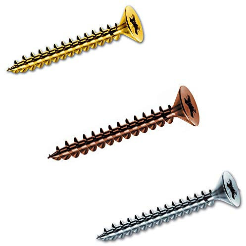 Viti per Legno Truciolare Testa Piana Svasata Fresata Intaglio a croce Colori e Misure Assortite (Bronzate, 3x18 mm (Conf. 1000 pz))