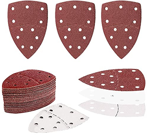 40 Pieces Sanding Pads, 11 Hole Sanding Sheets Hook and Loop 8Pcs Each Assorted 40/60/80/120/180 Grits