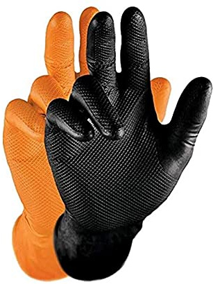Grippster by Gödecke Textil Grippaz Gripster Nitril Handschuhe extrem robust und reißfest pattentierte Schuppenprägung (M, schwarz)
